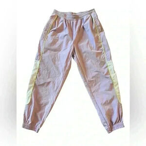 Li Ning Badfive Lilac and Lime Green Nylon Joggers Kids Size Large